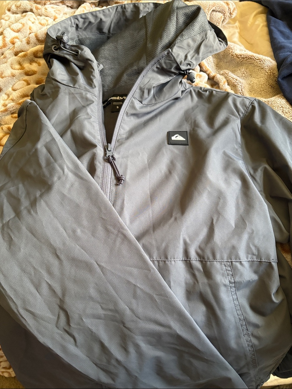 Quiksilver Gray Hooded rain Jacket